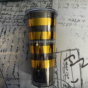 Saks Fifth Avenue Metallic Striped Tumbler Black and Gold